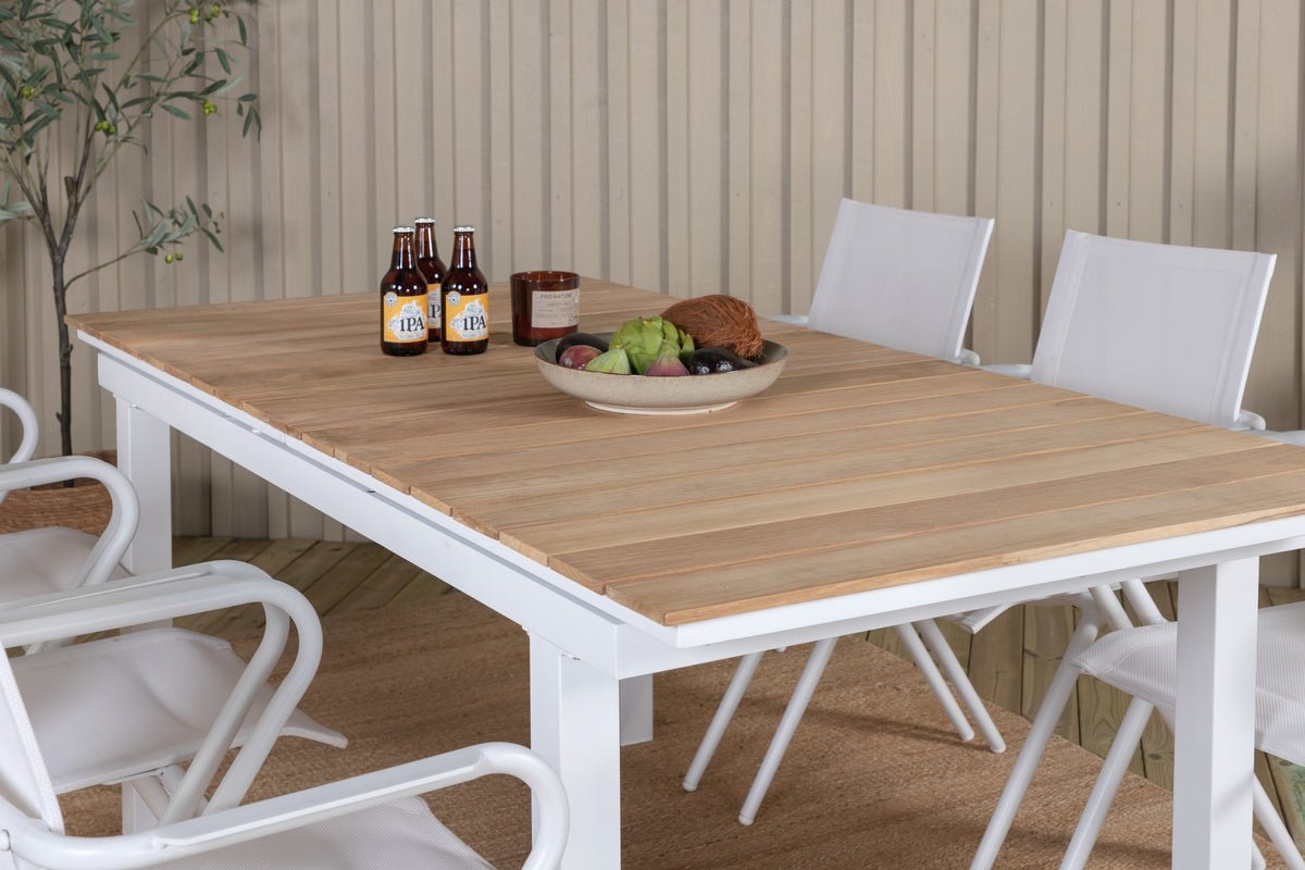 Gartentisch Caimana - een uitschuifbare eettafel met een elegante teak houten blad