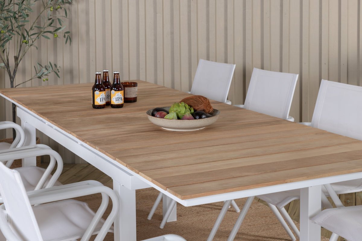 Gartentisch Caimana - een uitschuifbare eettafel met een elegante teak houten blad