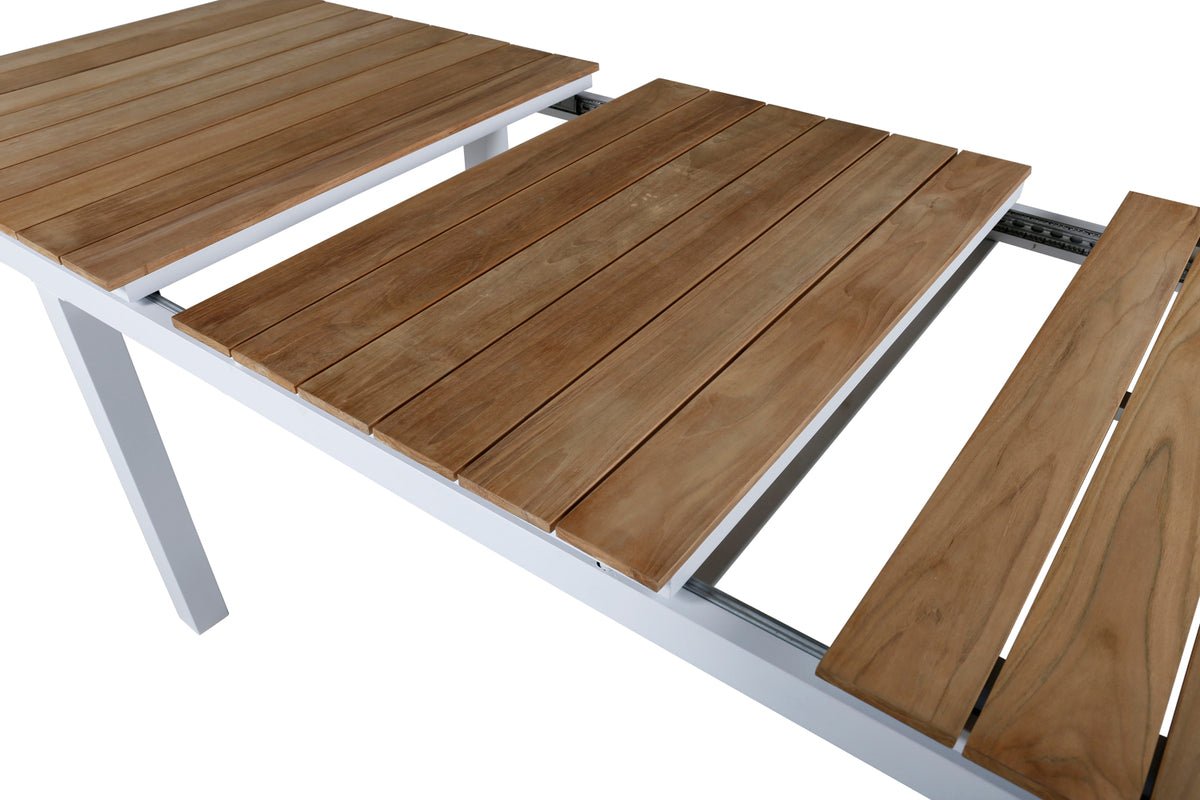 Gartentisch Caimana - een uitschuifbare eettafel met een elegante teak houten blad