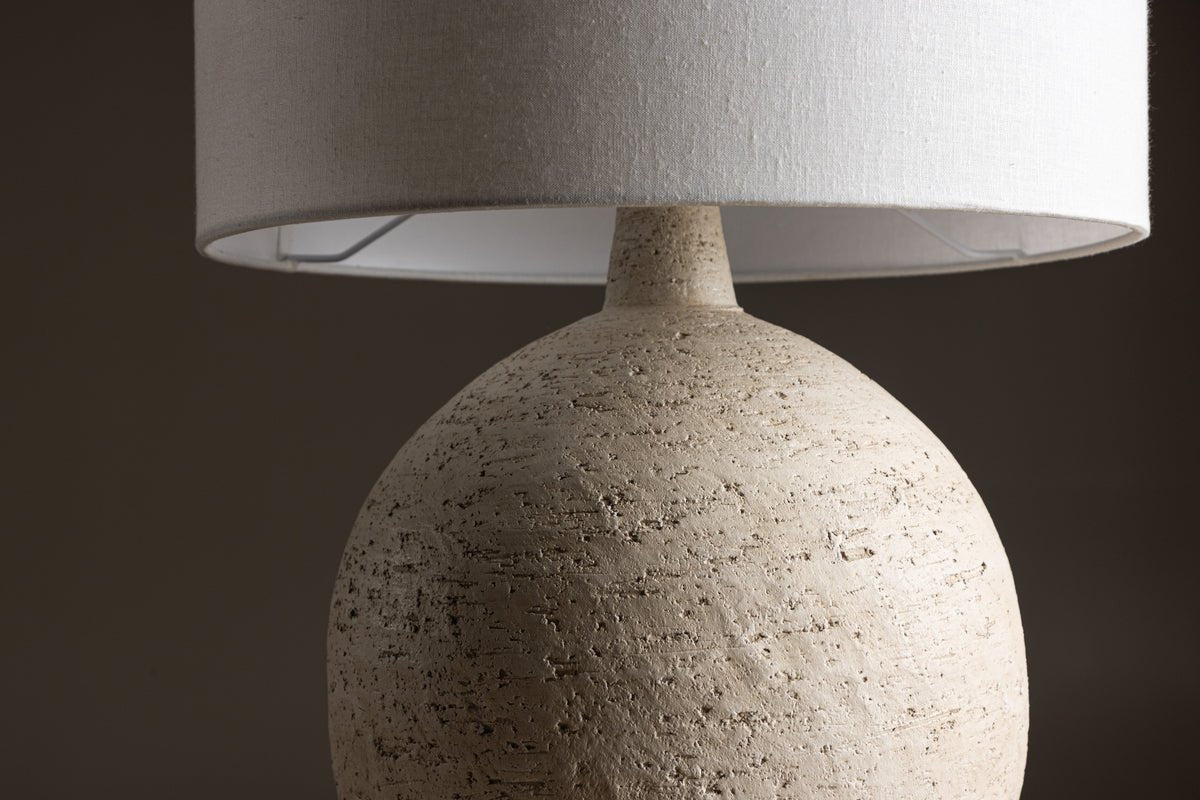 Tafellamp „Alvesta“ – Rustieke terracotta basis met witte jute lampenkap