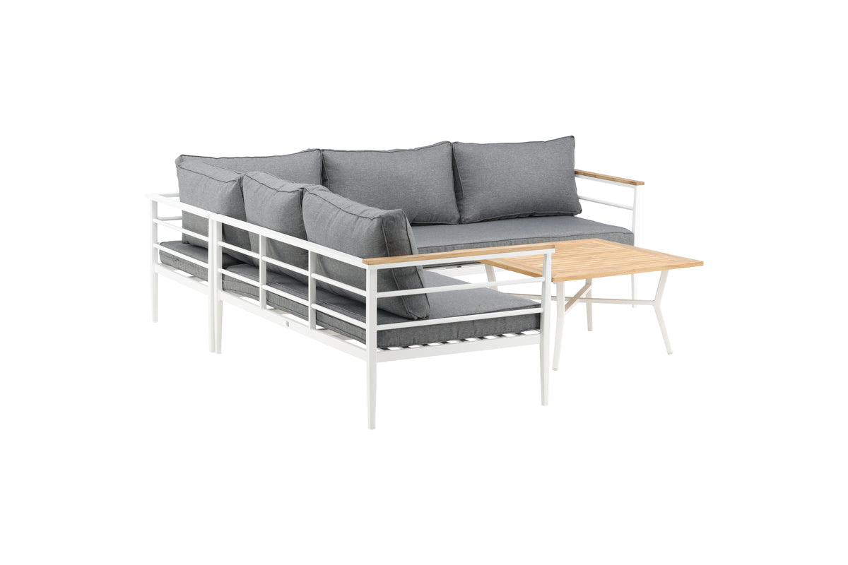 Lounge Set Puerto – van Metaal met teakhouten details, incl. kussens