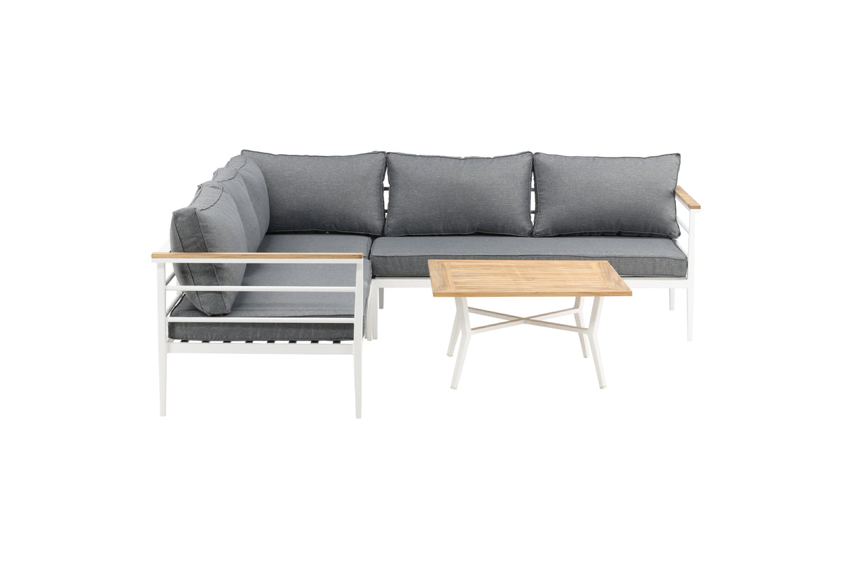 Lounge Set Puerto – van Metaal met teakhouten details, incl. kussens