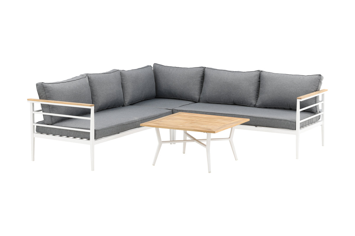 Lounge Set Puerto – van Metaal met teakhouten details, incl. kussens