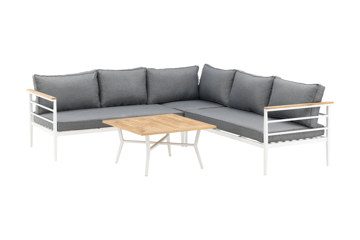 Lounge Set Puerto – van Metaal met teakhouten details, incl. kussens