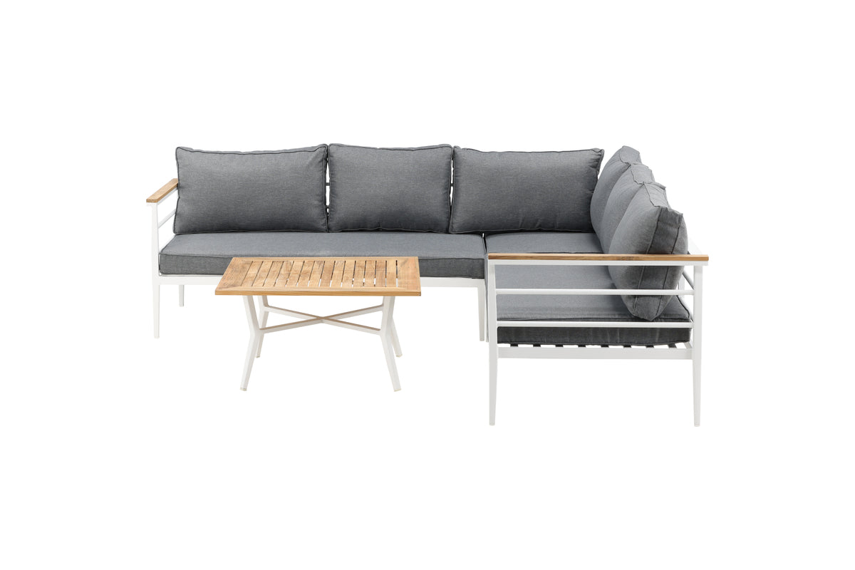 Lounge Set Puerto – van Metaal met teakhouten details, incl. kussens