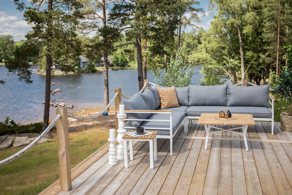 Lounge Set Puerto – van Metaal met teakhouten details, incl. kussens
