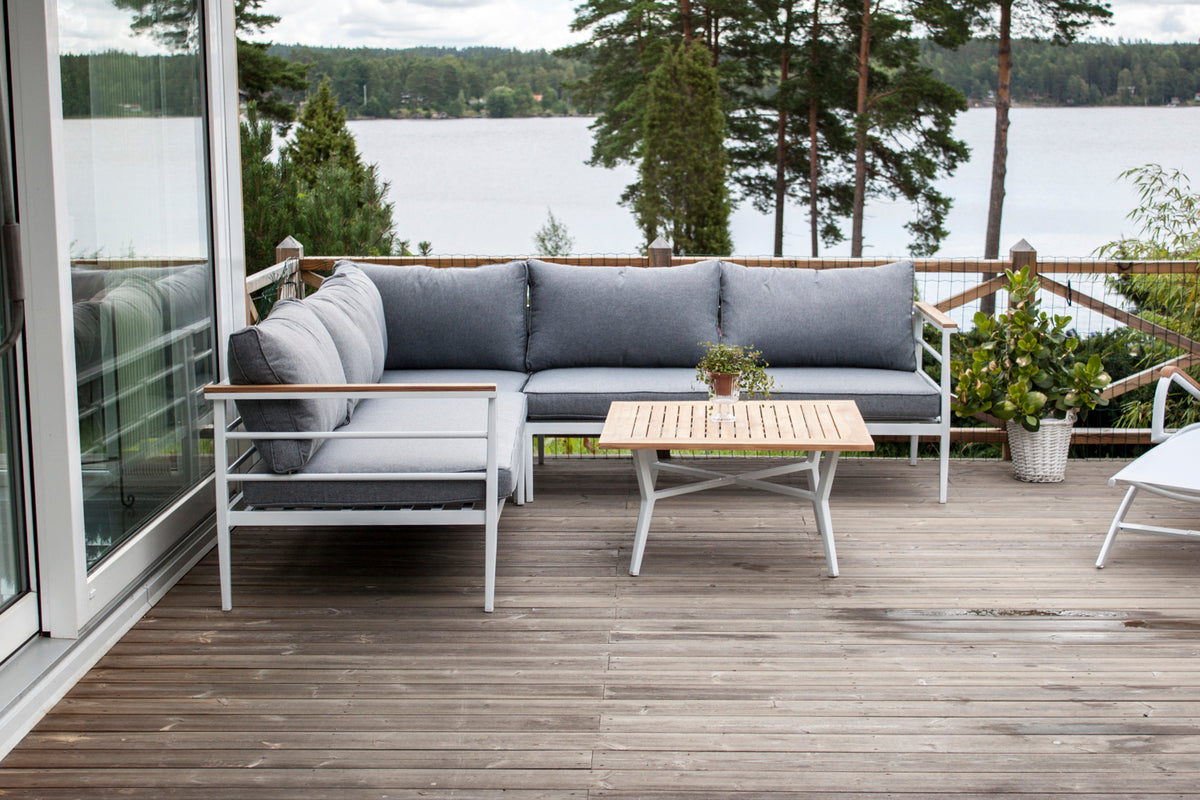Lounge Set Puerto – van Metaal met teakhouten details, incl. kussens