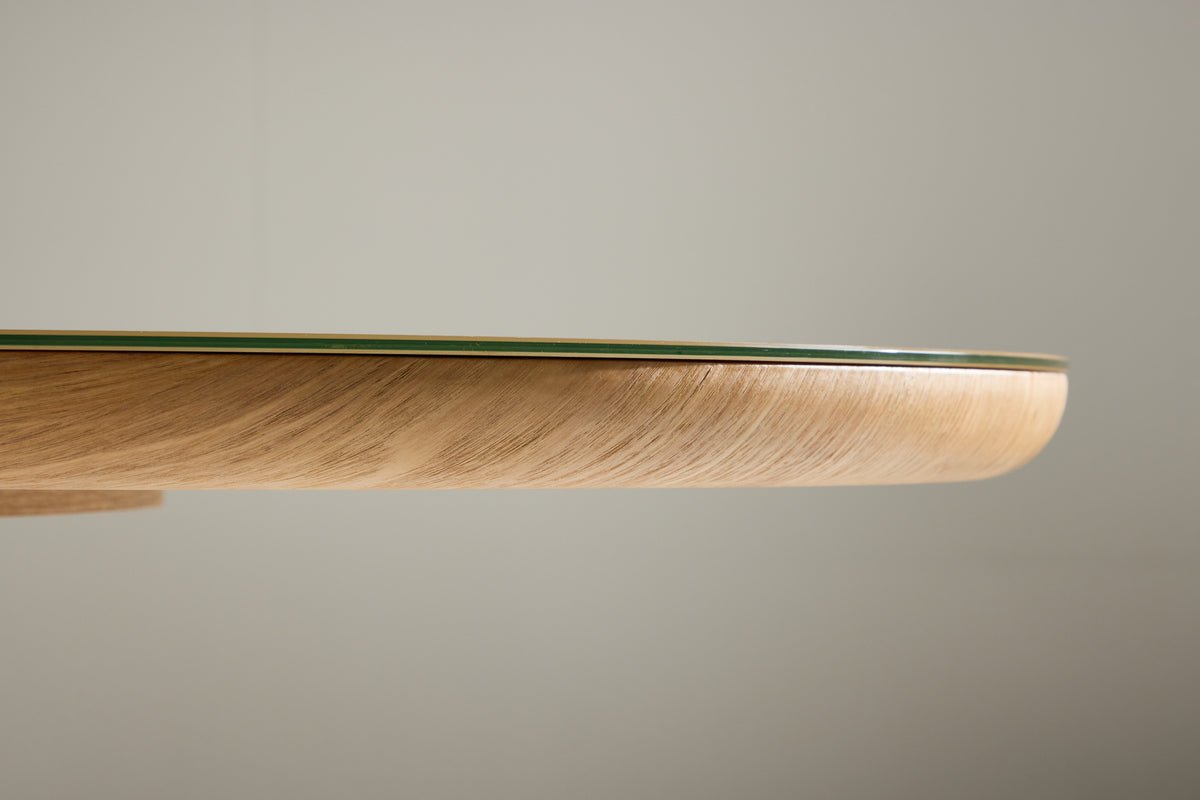 Eettafel Trianda - ovale eettafel in natuurlijke look met glazen blad