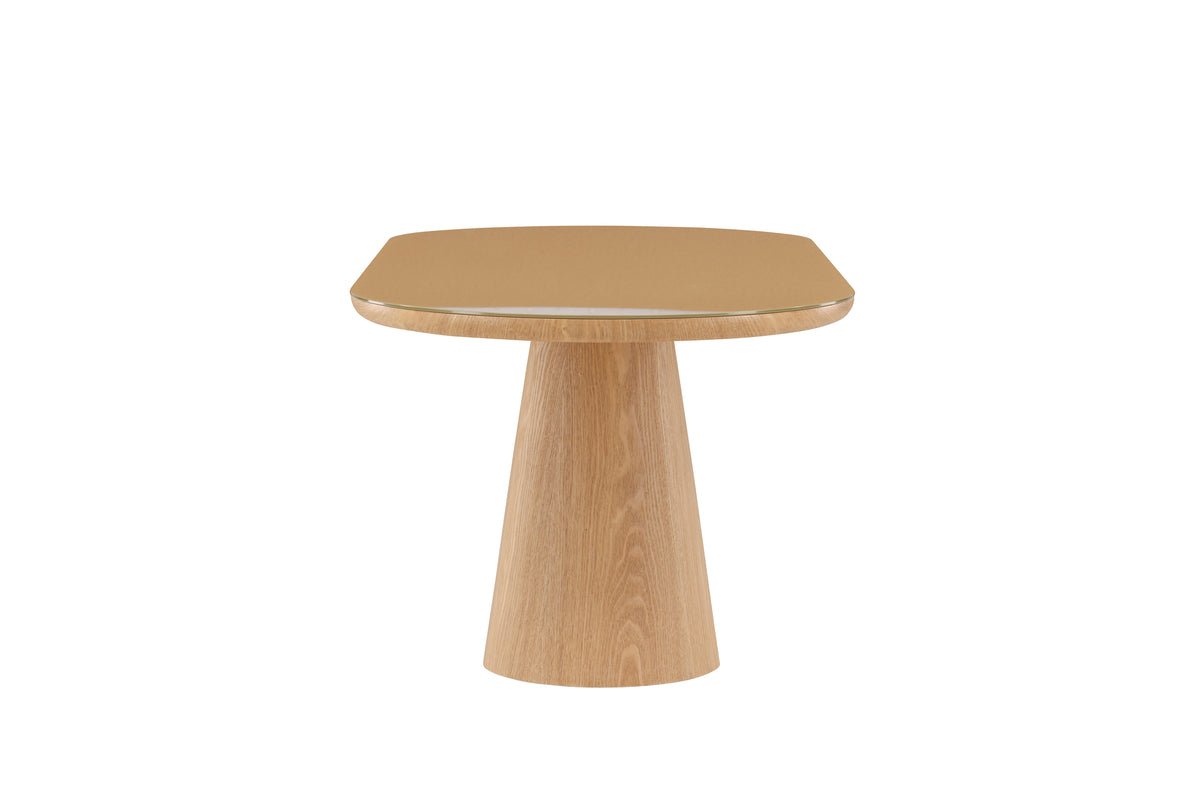 Eettafel Trianda - ovale eettafel in natuurlijke look met glazen blad