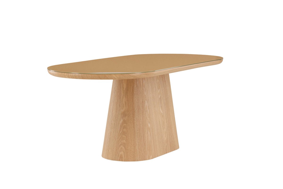 Eettafel Trianda - ovale eettafel in natuurlijke look met glazen blad