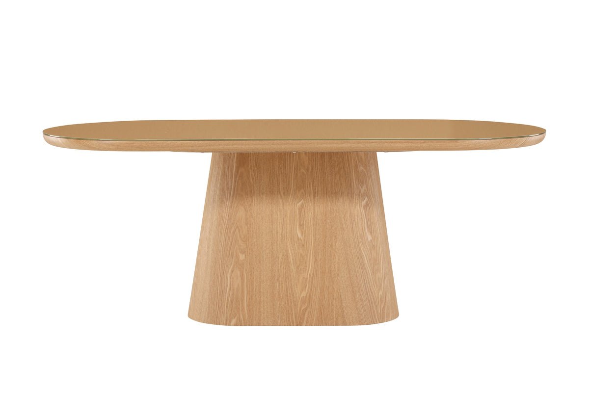 Eettafel Trianda - ovale eettafel in natuurlijke look met glazen blad