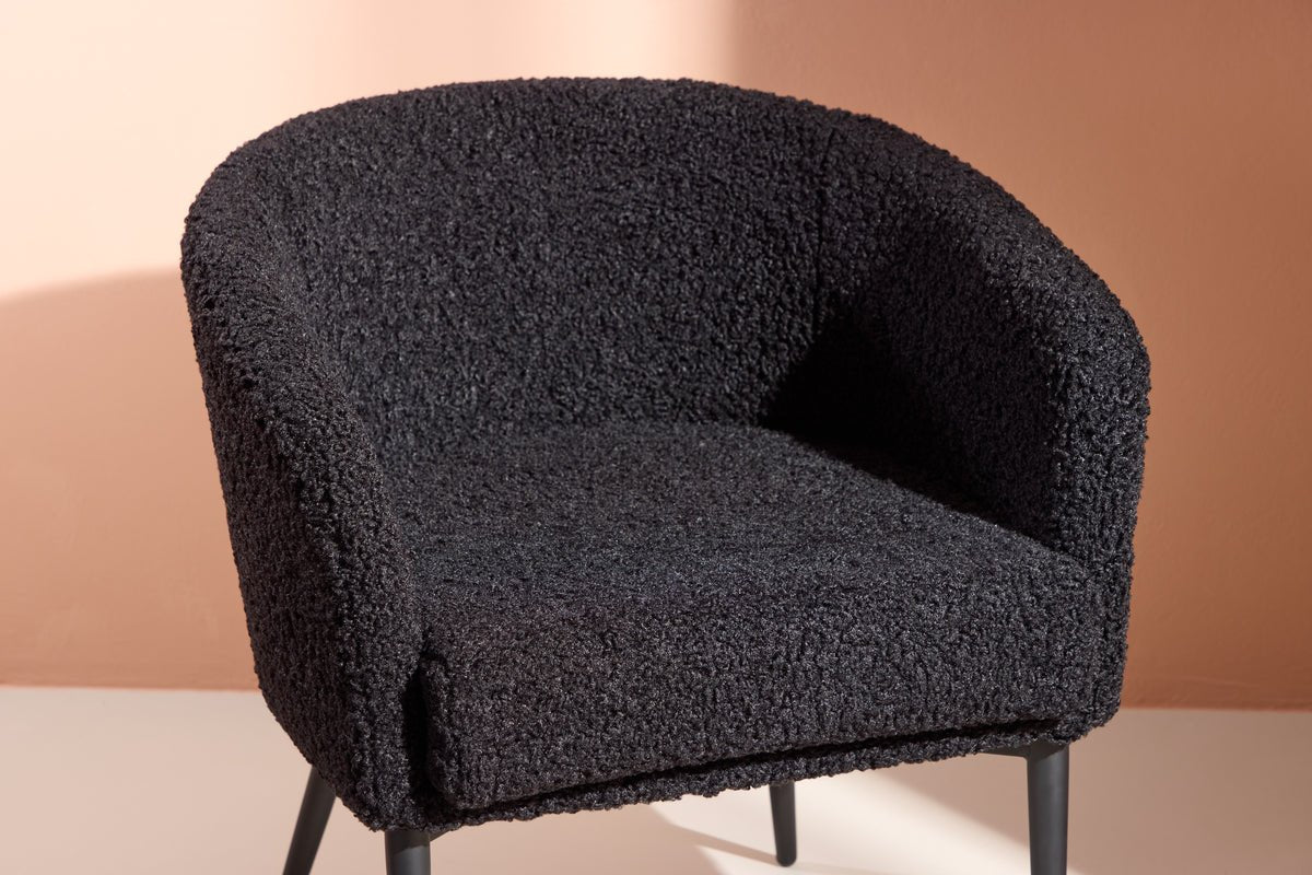 Fauteuil Comfy - met teddyvelours in keuze uit Zwart of Wit