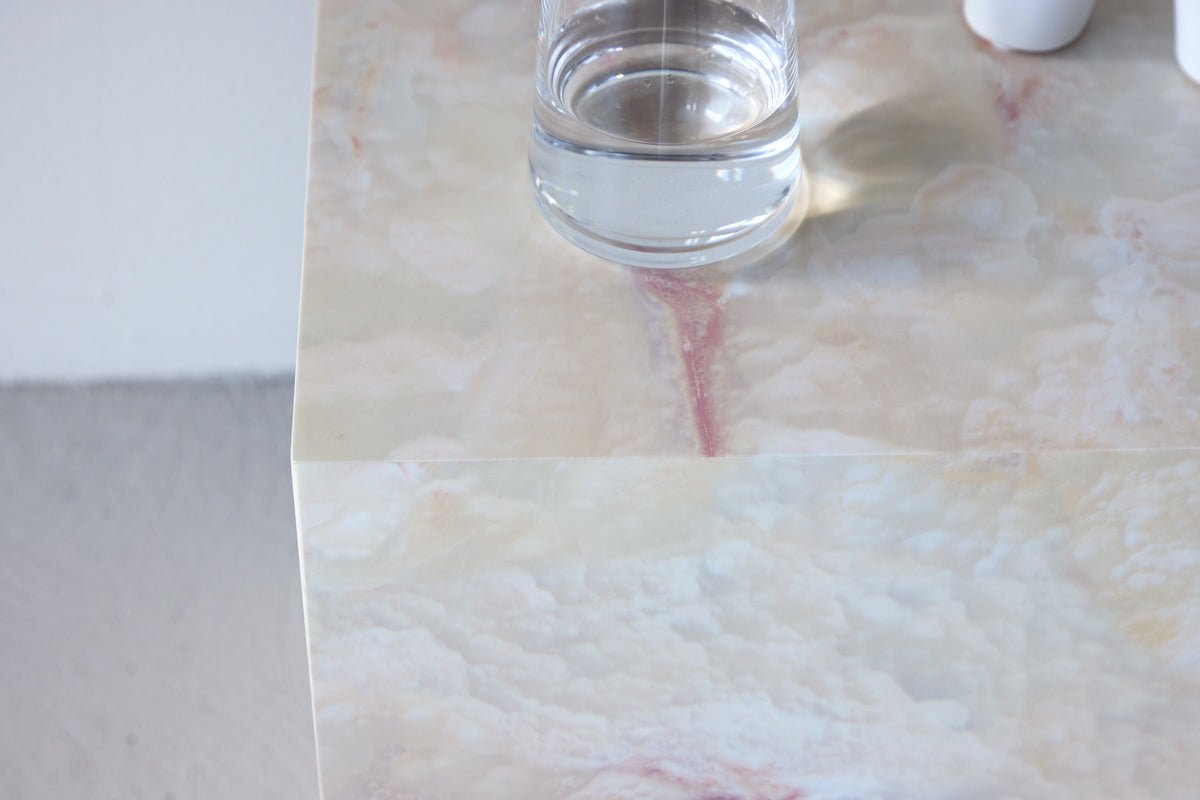 Bijzettafel Quadro – in Beige met steenlook