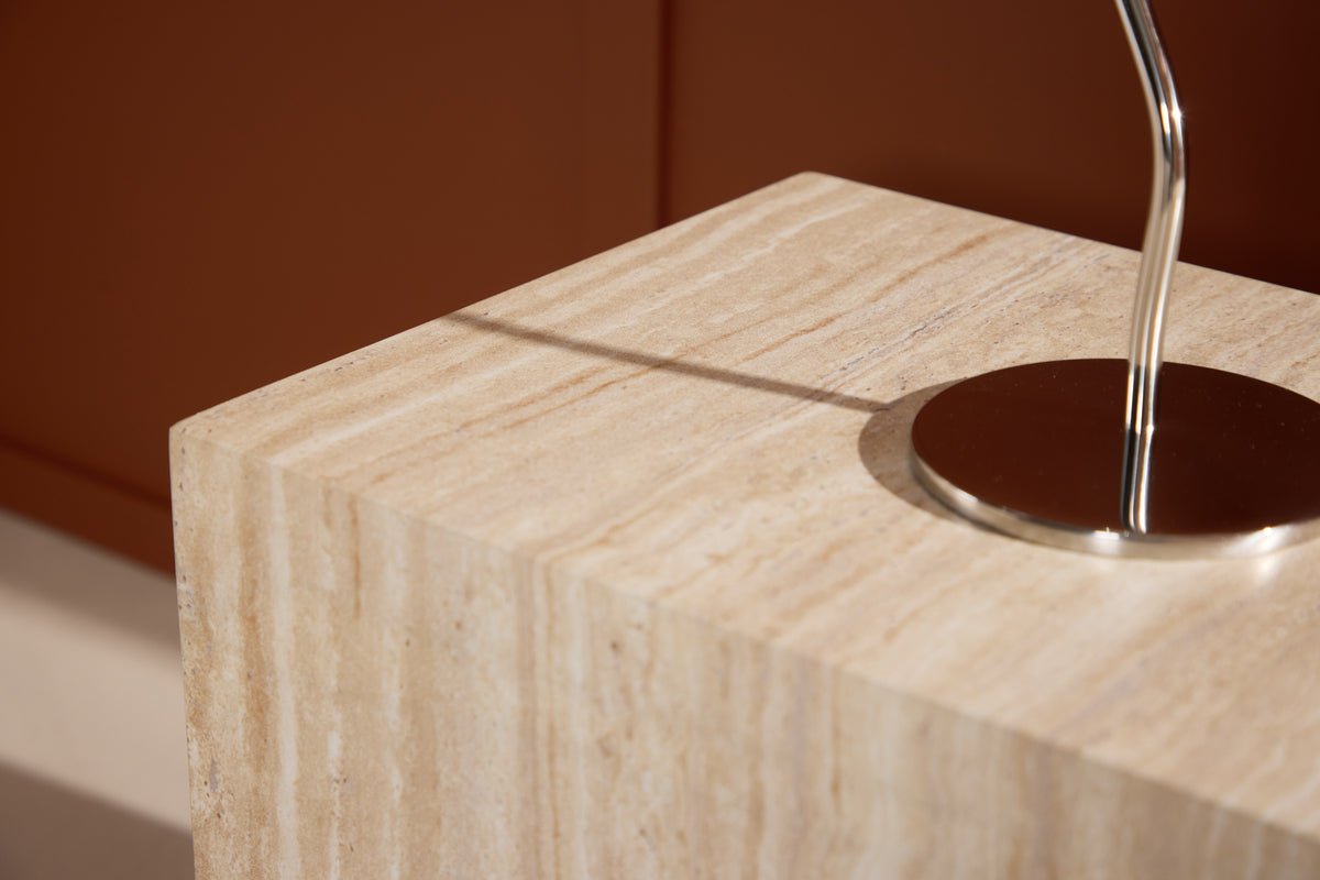 Bijzettafel Quadro – in Beige met steenlook