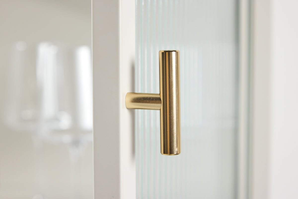 Kommode/Vitrine Lenora – Beige, modern-klassiek met retro-accent