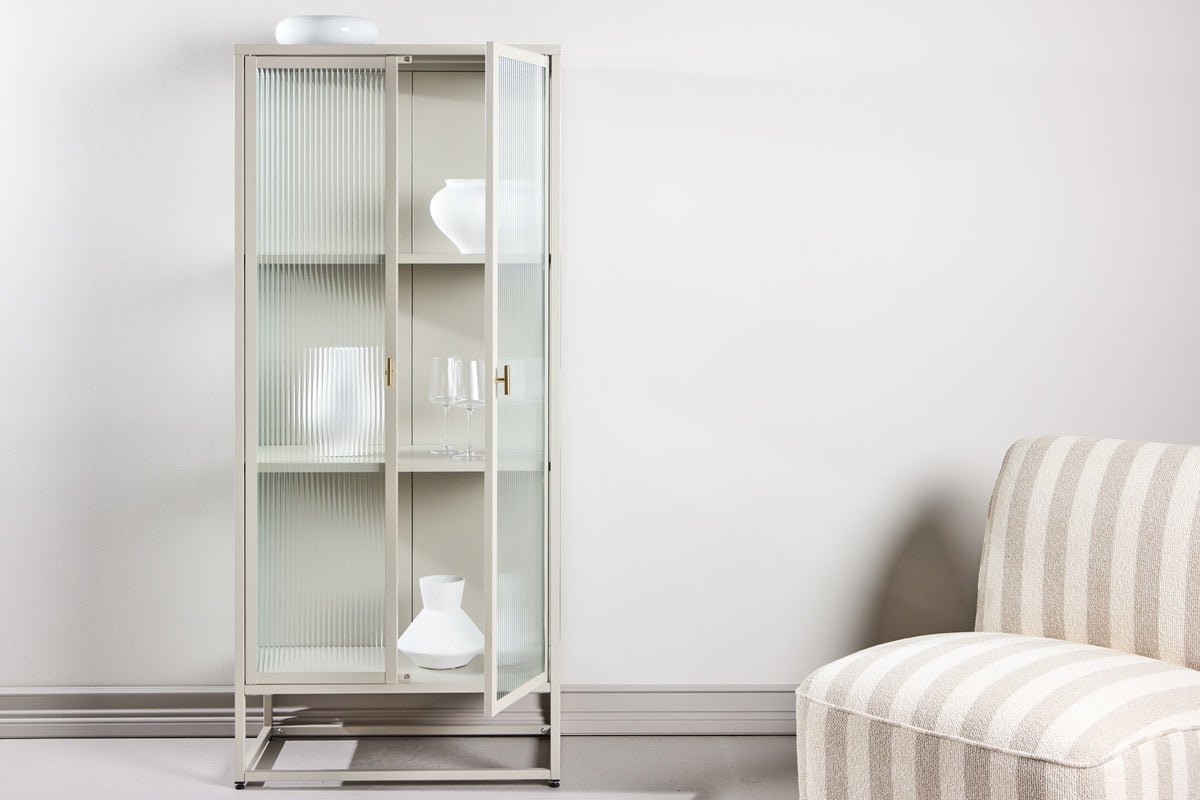 Kommode/Vitrine Lenora – Beige, modern-klassiek met retro-accent