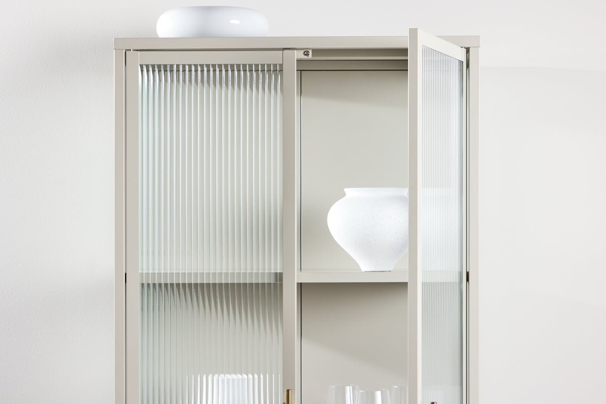 Kommode/Vitrine Lenora – Beige, modern-klassiek met retro-accent