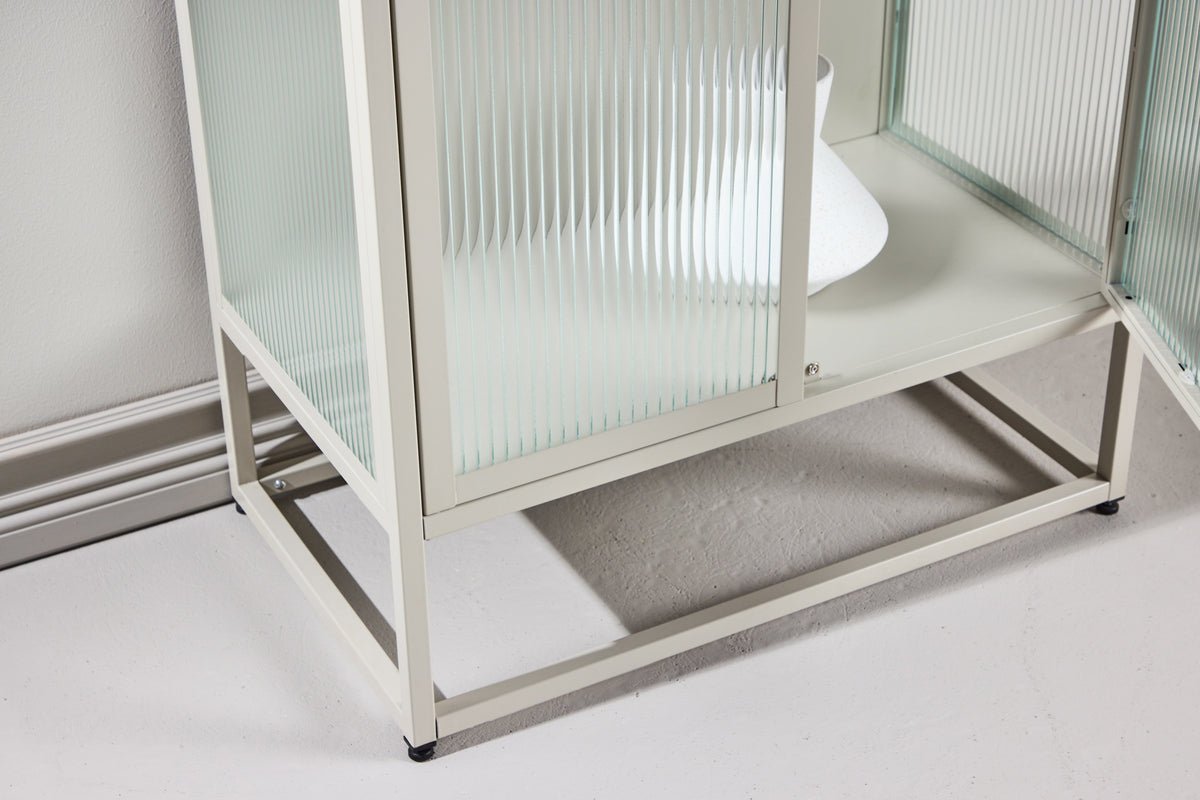 Kommode/Vitrine Lenora – Beige, modern-klassiek met retro-accent