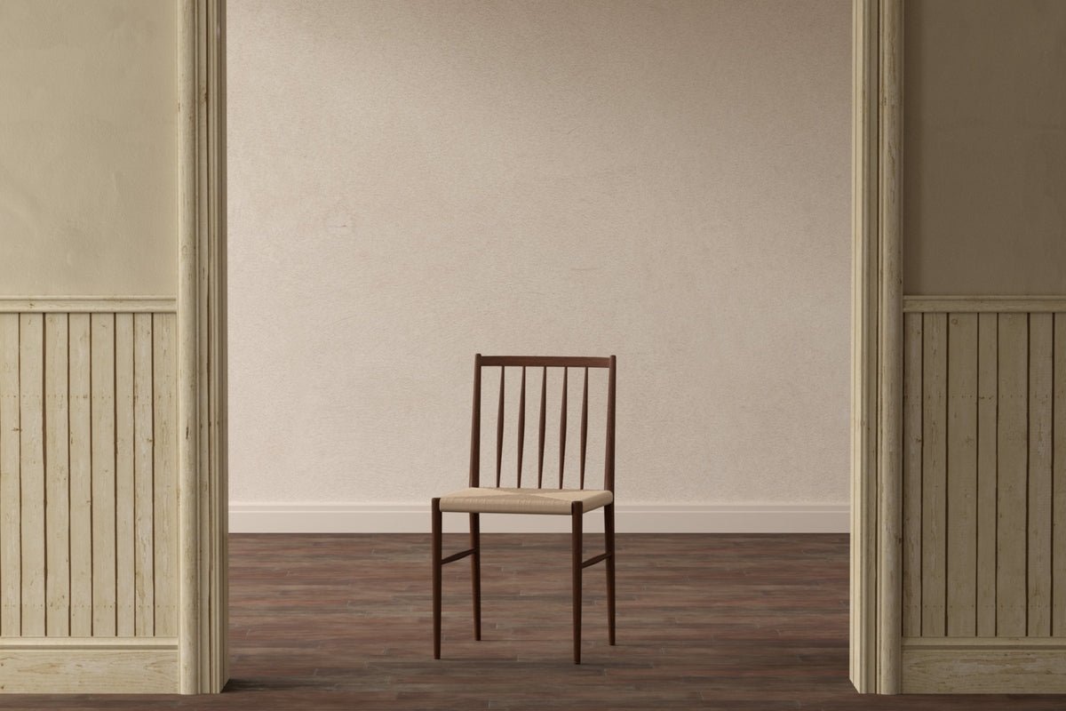 2-delige set - Eetkamerstoel Wendi in houtlook met gevlochten zitvlak