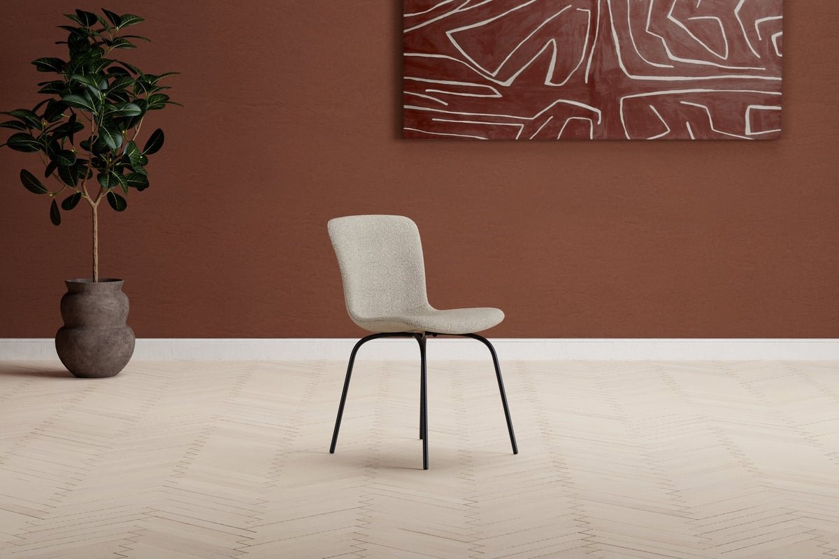 2-delige set - Eetkamerstoel Leo in Beige met zwarte poten