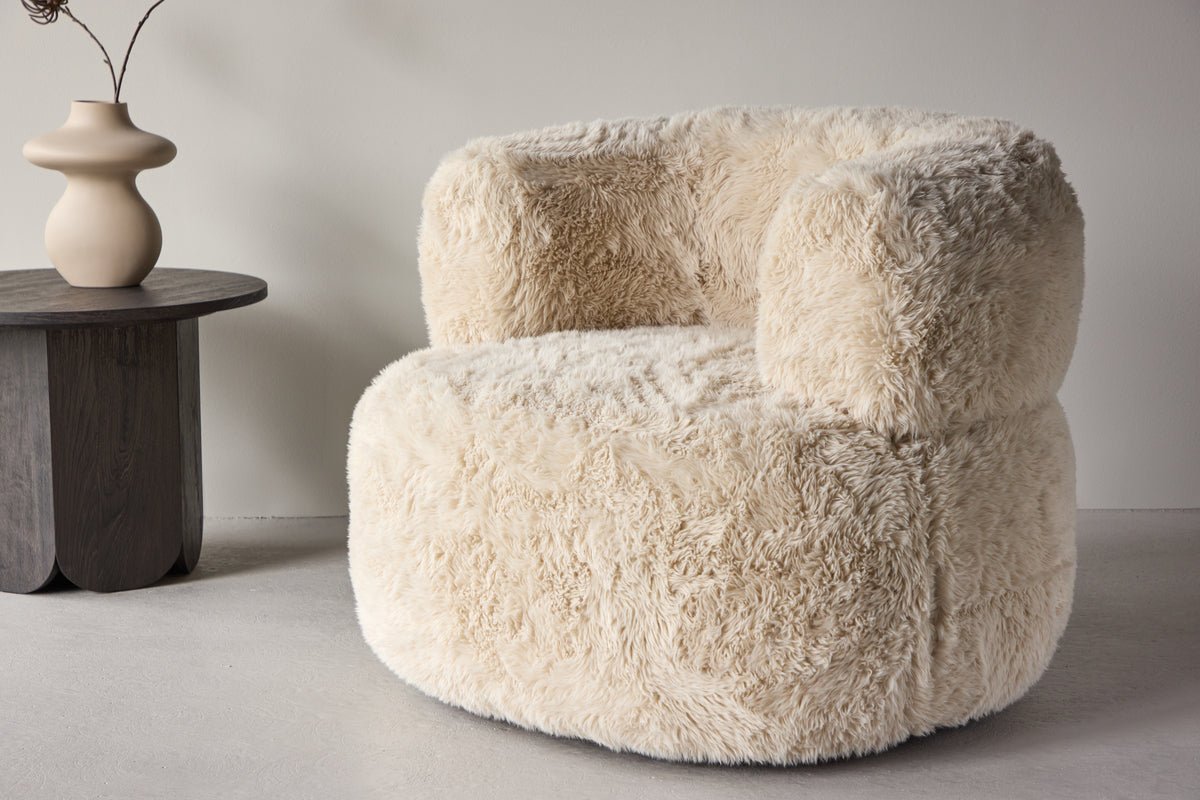 Fauteuil Fiby - Met polyesterbekleding in crèmewit