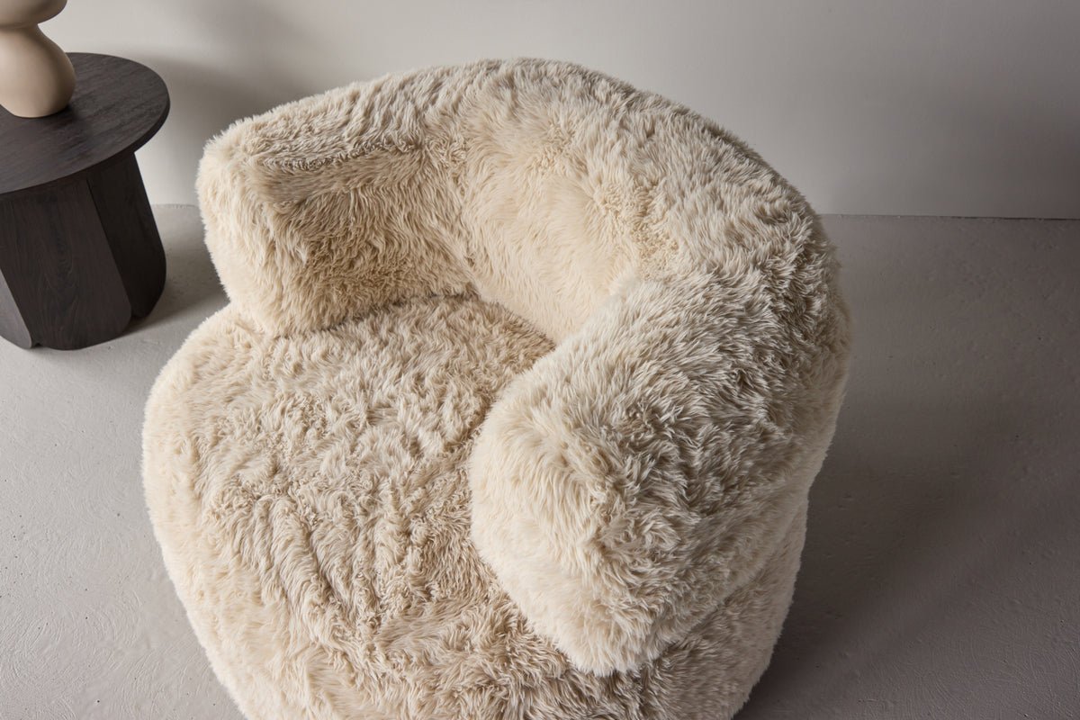 Fauteuil Fiby - Met polyesterbekleding in crèmewit