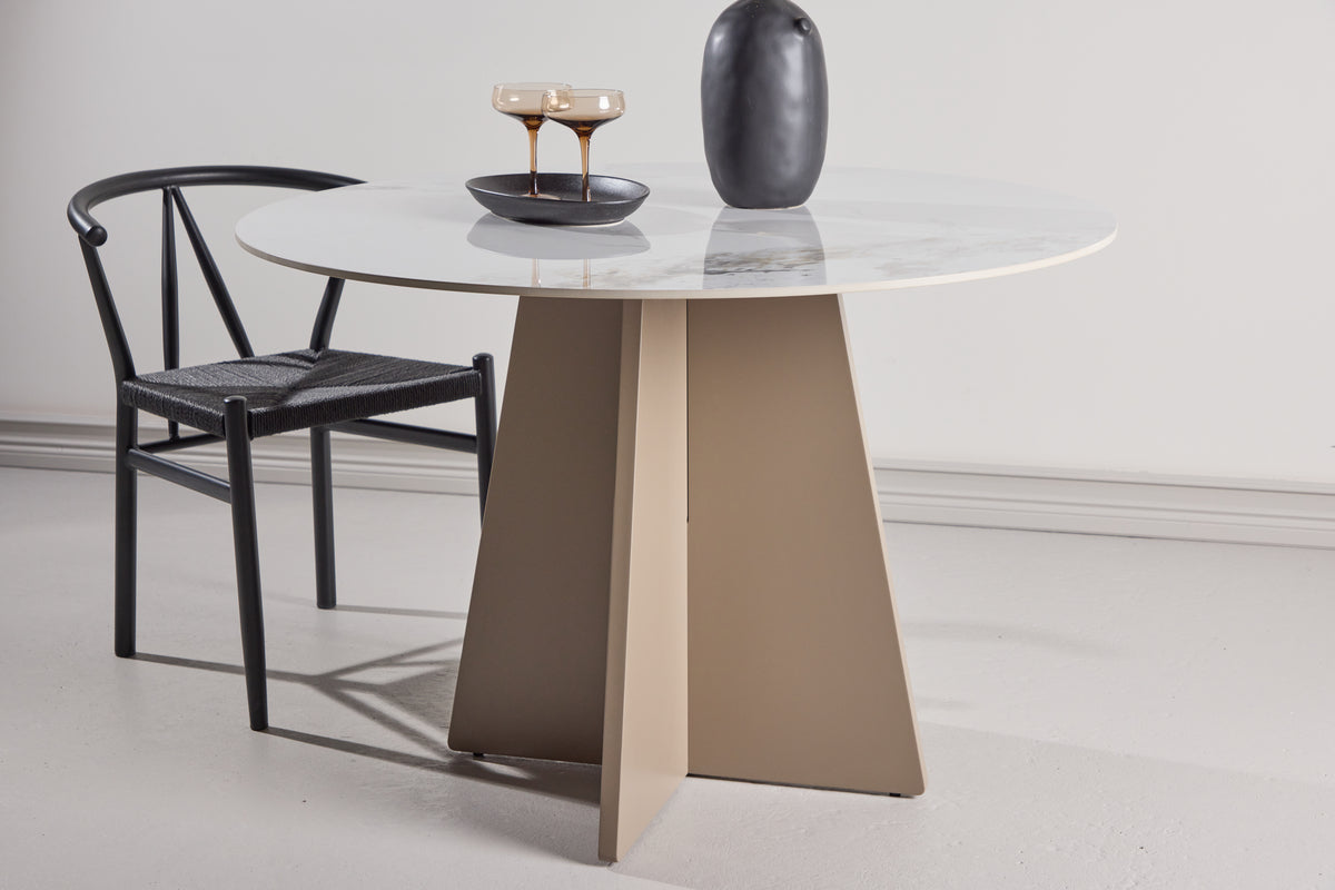 Eettafel Maris - van gesinterd steen in beige marmerlook