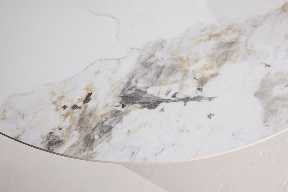 Eettafel Maris - van gesinterd steen in beige marmerlook