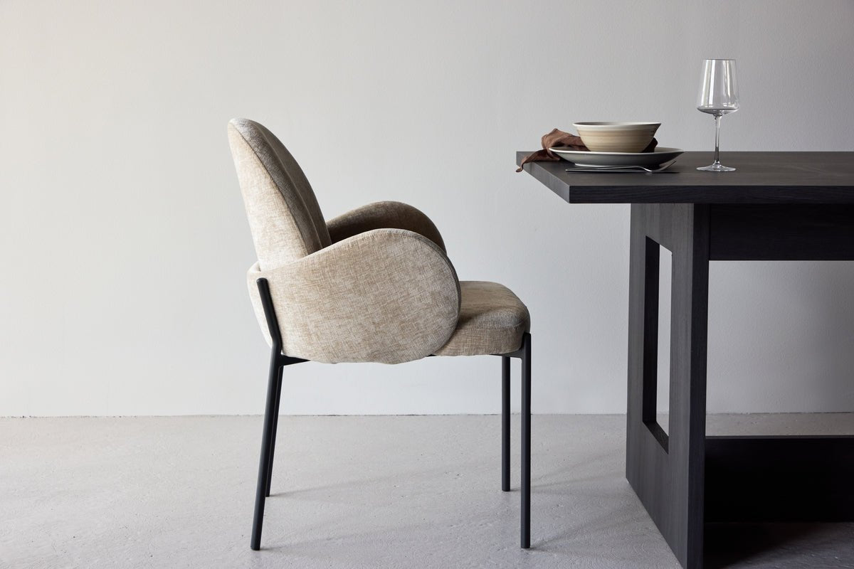 2-delige set - Stoel Hendrix Scandinavisch met zwarte stalen poten