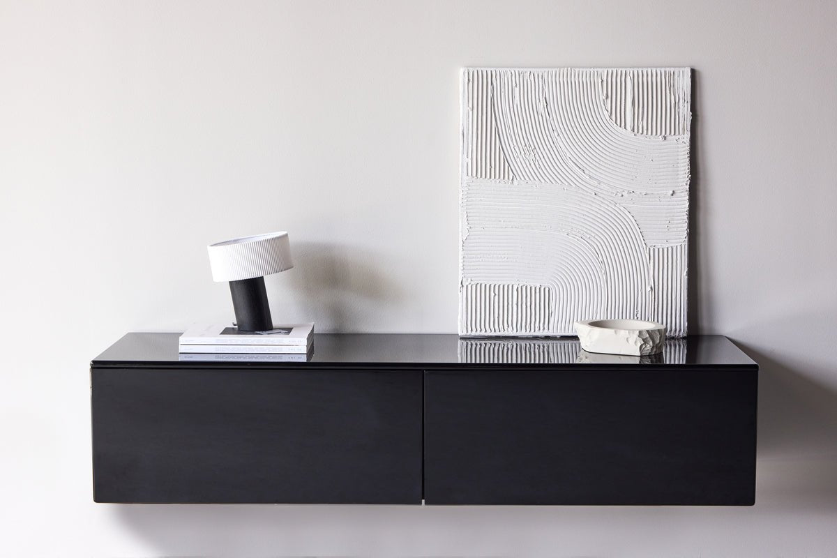 Designer TV-Lowboard Noirra – zwevend design in Zwart