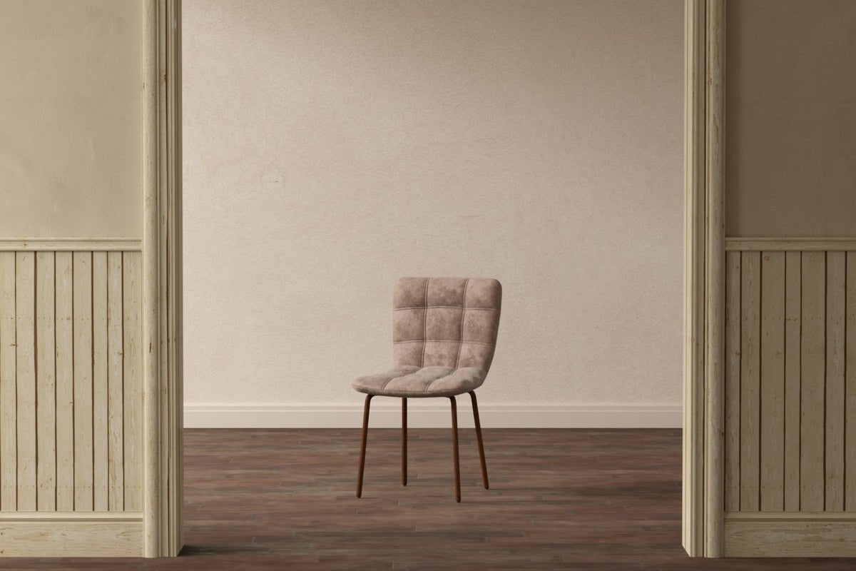 2-delige set - Eetkamerstoel Daria met poten in houtlook en doorgestikte rugleuning