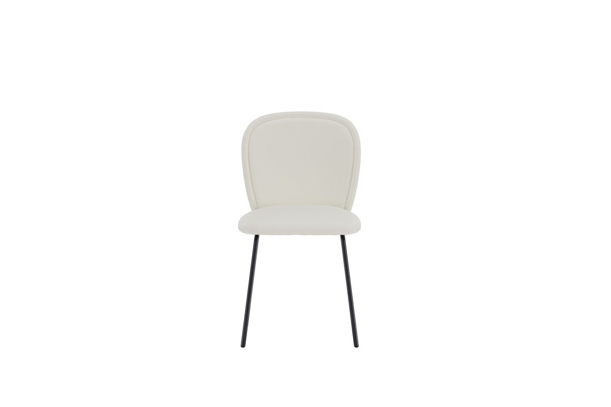 2-delige set - Eetkamerstoel Carli in lichtbeige met zwart metalen onderstel