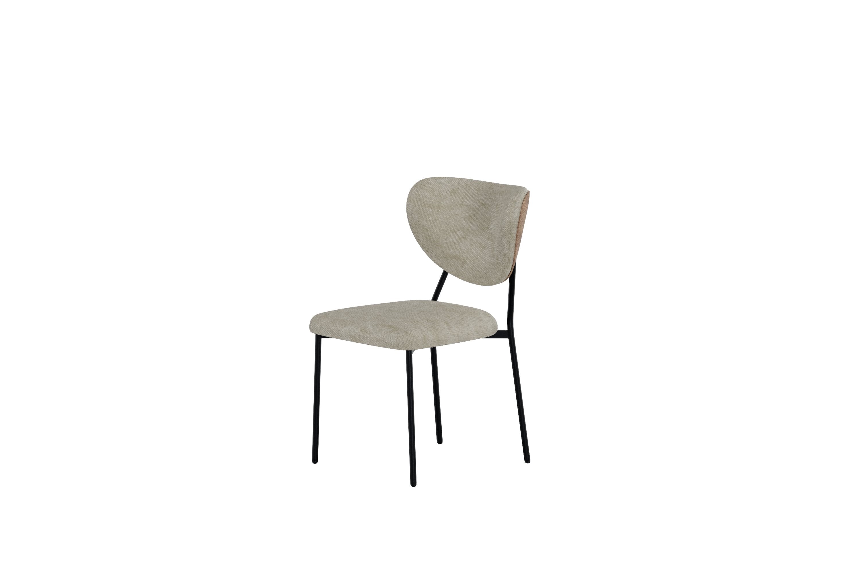 2-delige set - Stoel Norela met beige fluweelstof