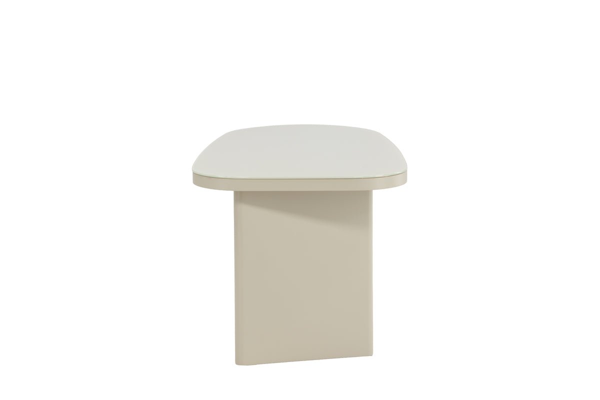 Salontafel/zijtafel Sonaro – 70 × 45 cm in Beige met glazen blad
