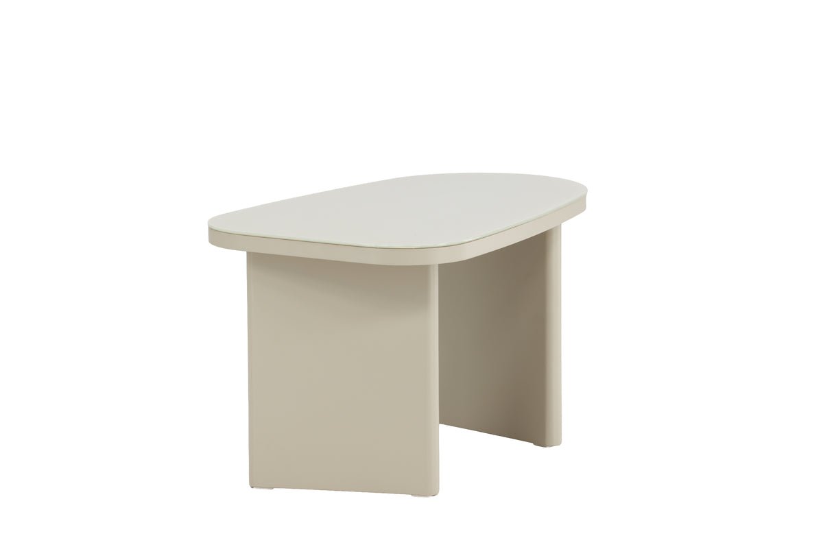 Salontafel/zijtafel Sonaro – 70 × 45 cm in Beige met glazen blad