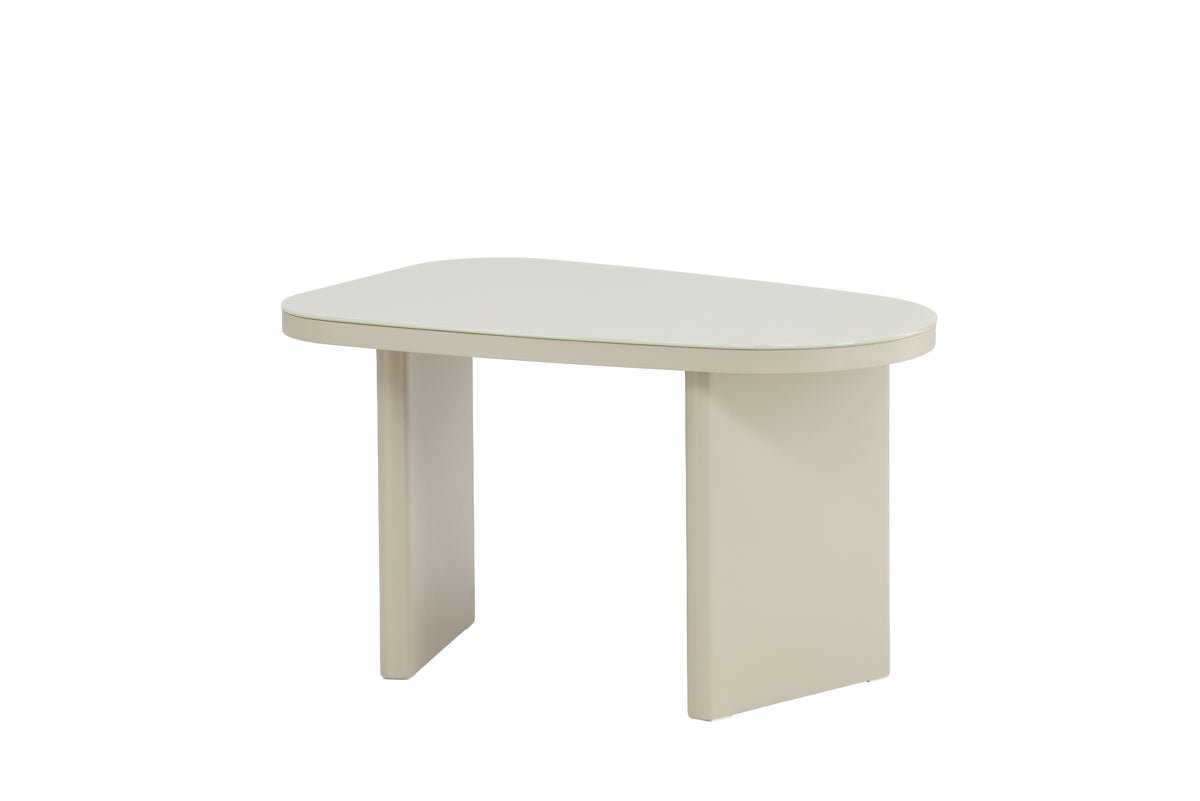 Salontafel/zijtafel Sonaro – 70 × 45 cm in Beige met glazen blad