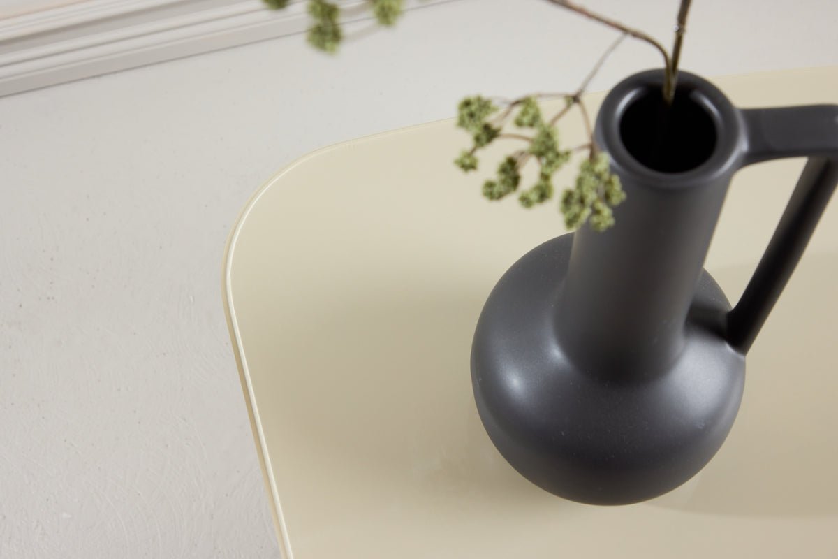 Salontafel/zijtafel Sonaro – 70 × 45 cm in Beige met glazen blad