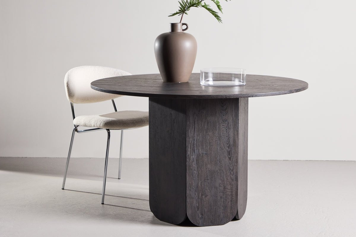Eettafel Agesta - ronde eettafel met tafelblad in Lichtgrijs, Mokka en Zwart