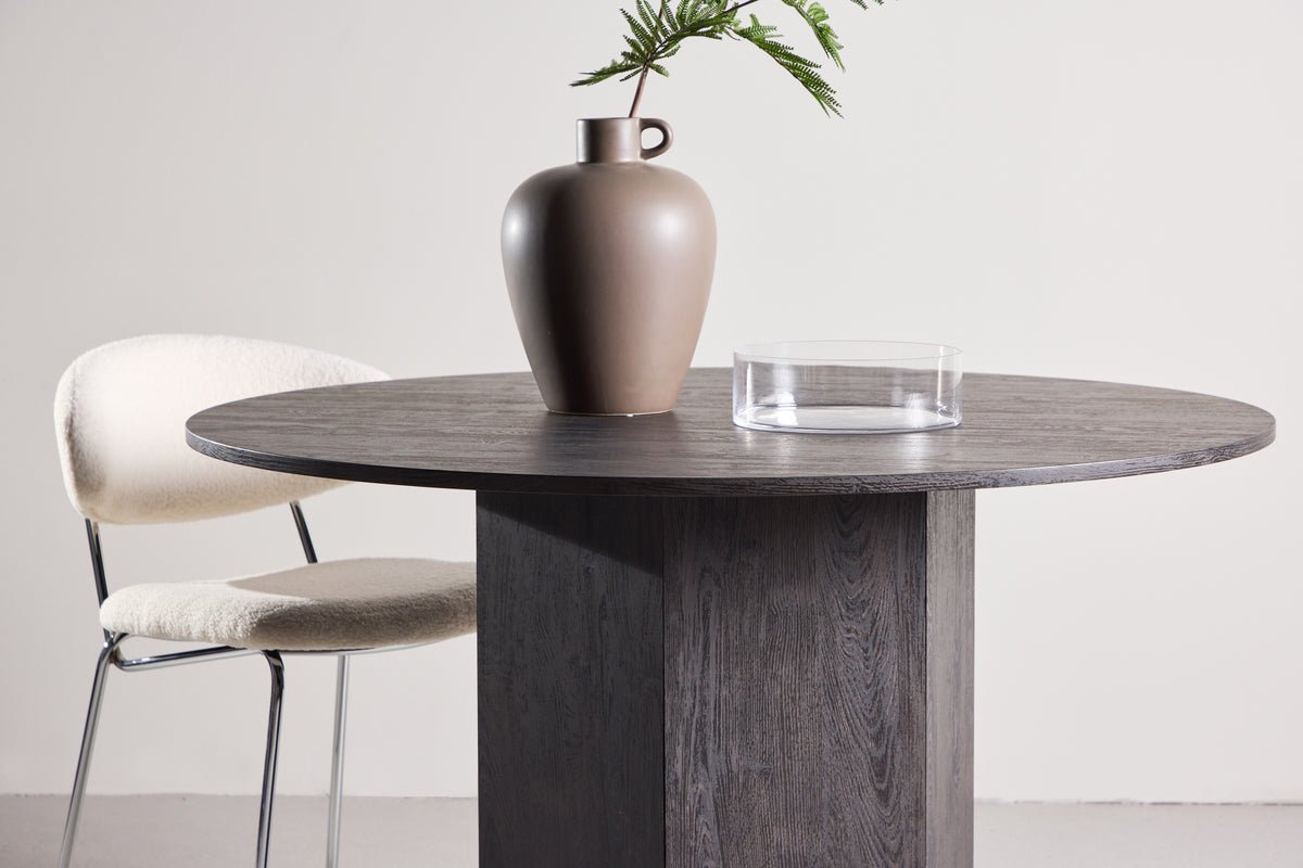 Eettafel Agesta - ronde eettafel met tafelblad in Lichtgrijs, Mokka en Zwart