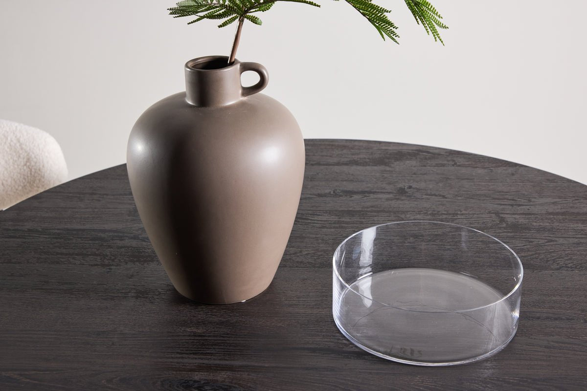 Eettafel Agesta - ronde eettafel met tafelblad in Lichtgrijs, Mokka en Zwart