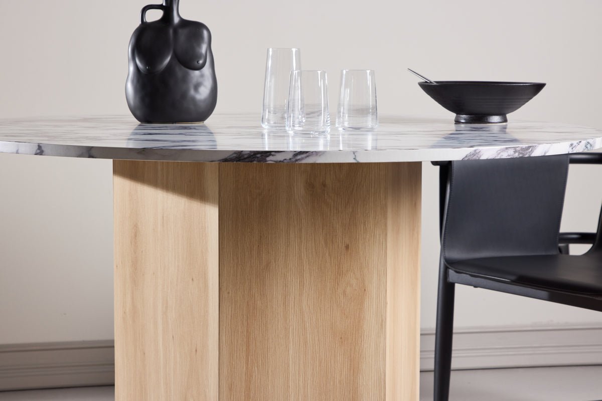 Eettafel Agesta - ronde eettafel met tafelblad in Lichtgrijs, Mokka en Zwart