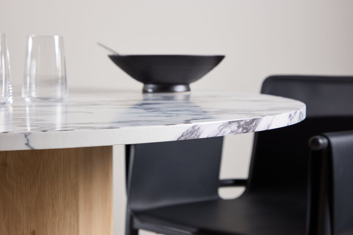 Eettafel Agesta - ronde eettafel met tafelblad in Lichtgrijs, Mokka en Zwart