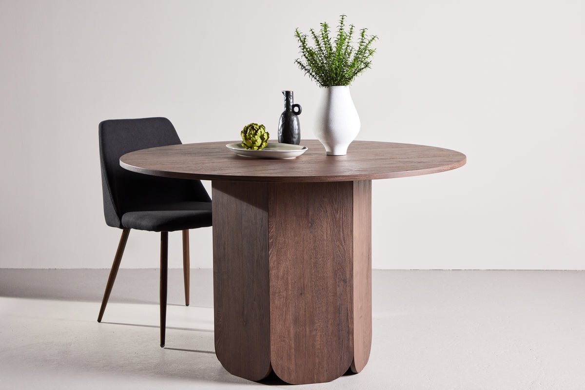 Eettafel Agesta - ronde eettafel met tafelblad in Lichtgrijs, Mokka en Zwart