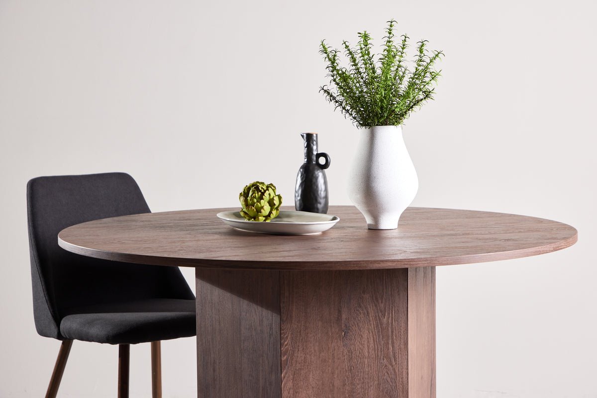 Eettafel Agesta - ronde eettafel met tafelblad in Lichtgrijs, Mokka en Zwart