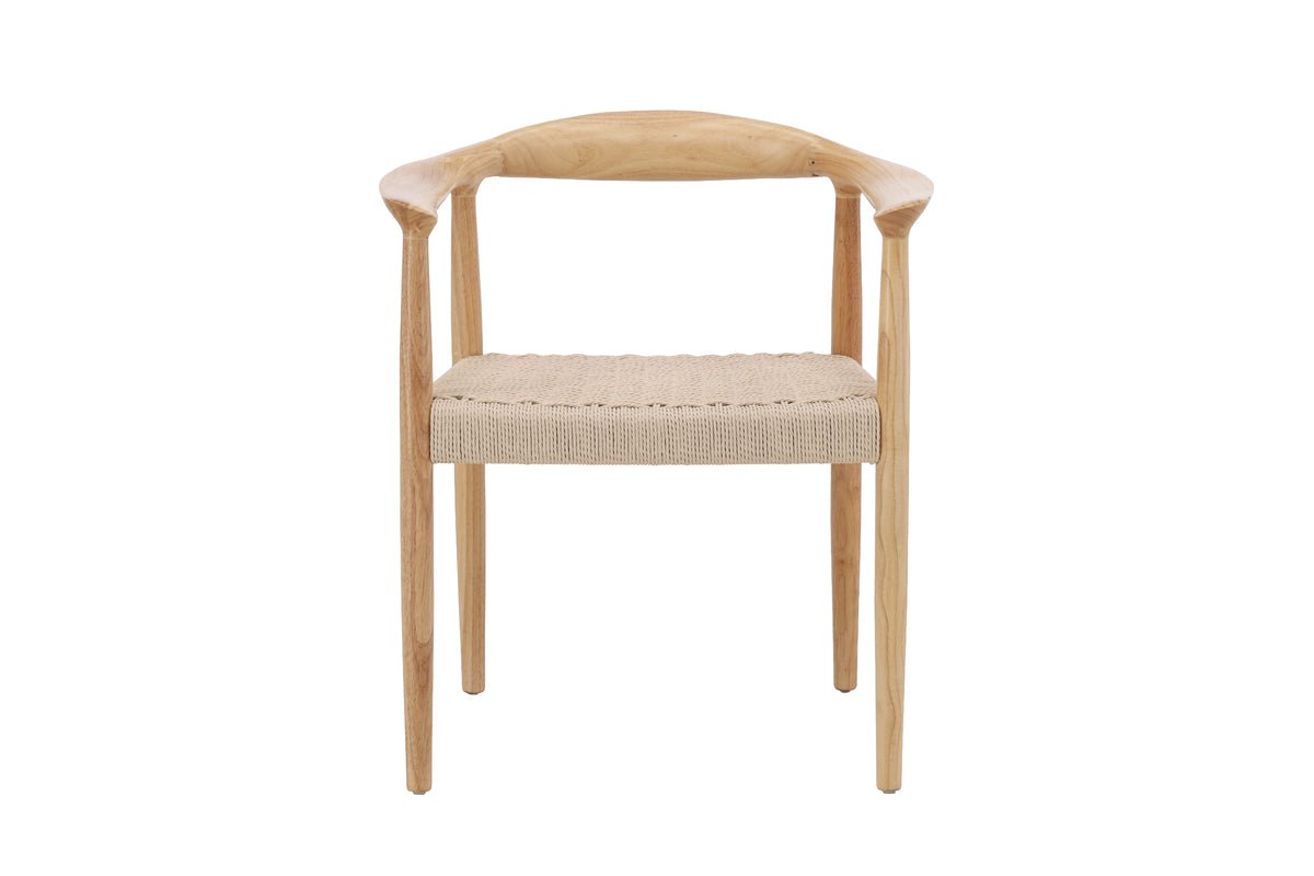 2-delige set - Stoel Leli van rubberhout en touwvlechtwerk