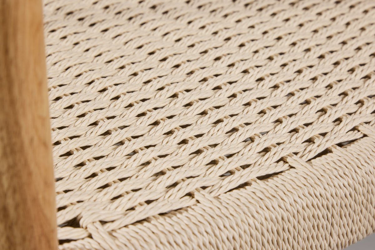 2-delige set - Stoel Leli van rubberhout en touwvlechtwerk