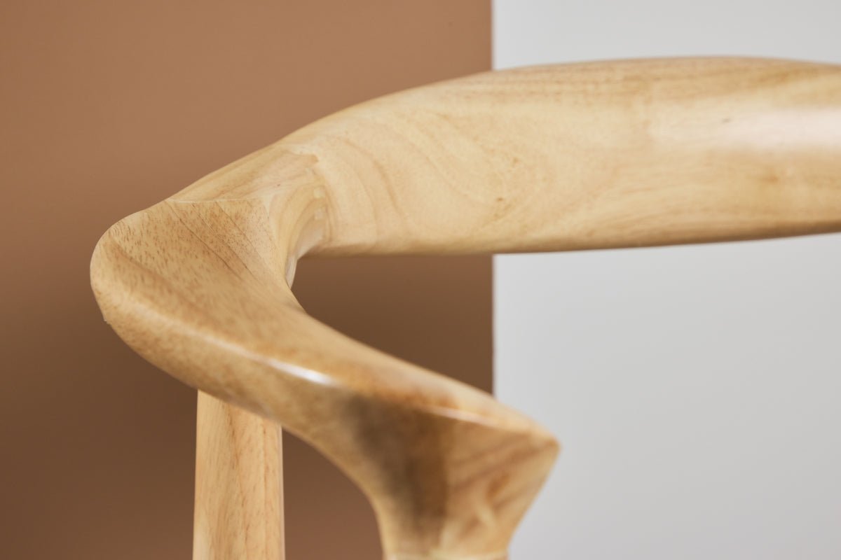 2-delige set - Stoel Leli van rubberhout en touwvlechtwerk