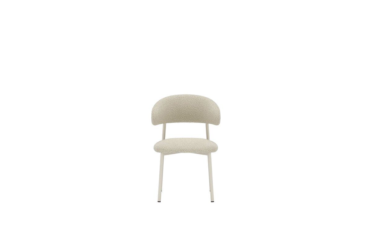 2-delige set - Eetkamerstoel Fernand in Beige met stalen frame