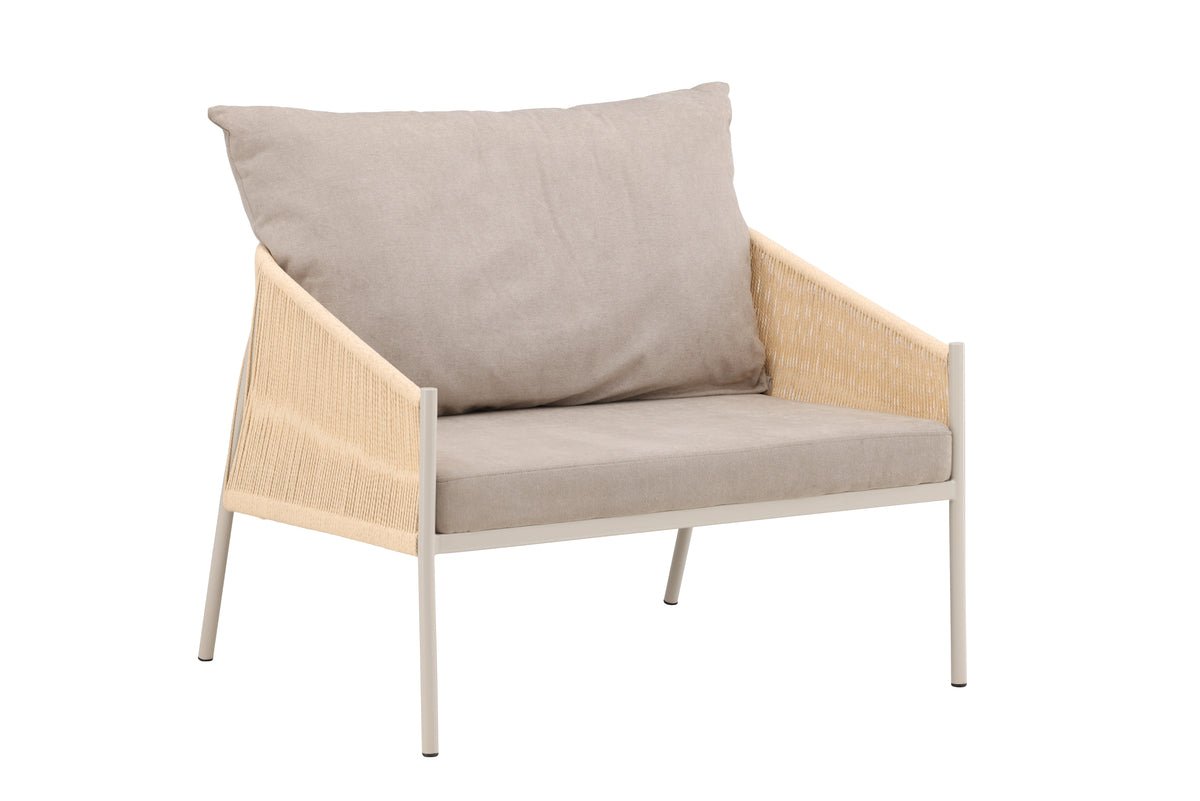Fauteuil Jupiter - in Beige met linnenstructuur