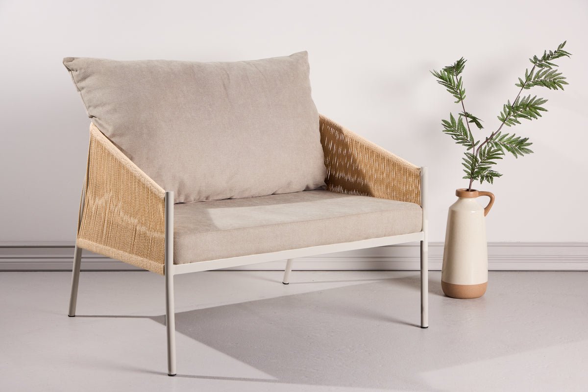 Fauteuil Jupiter - in Beige met linnenstructuur